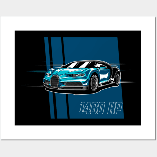 Bugatti Chiron Blue Posters and Art